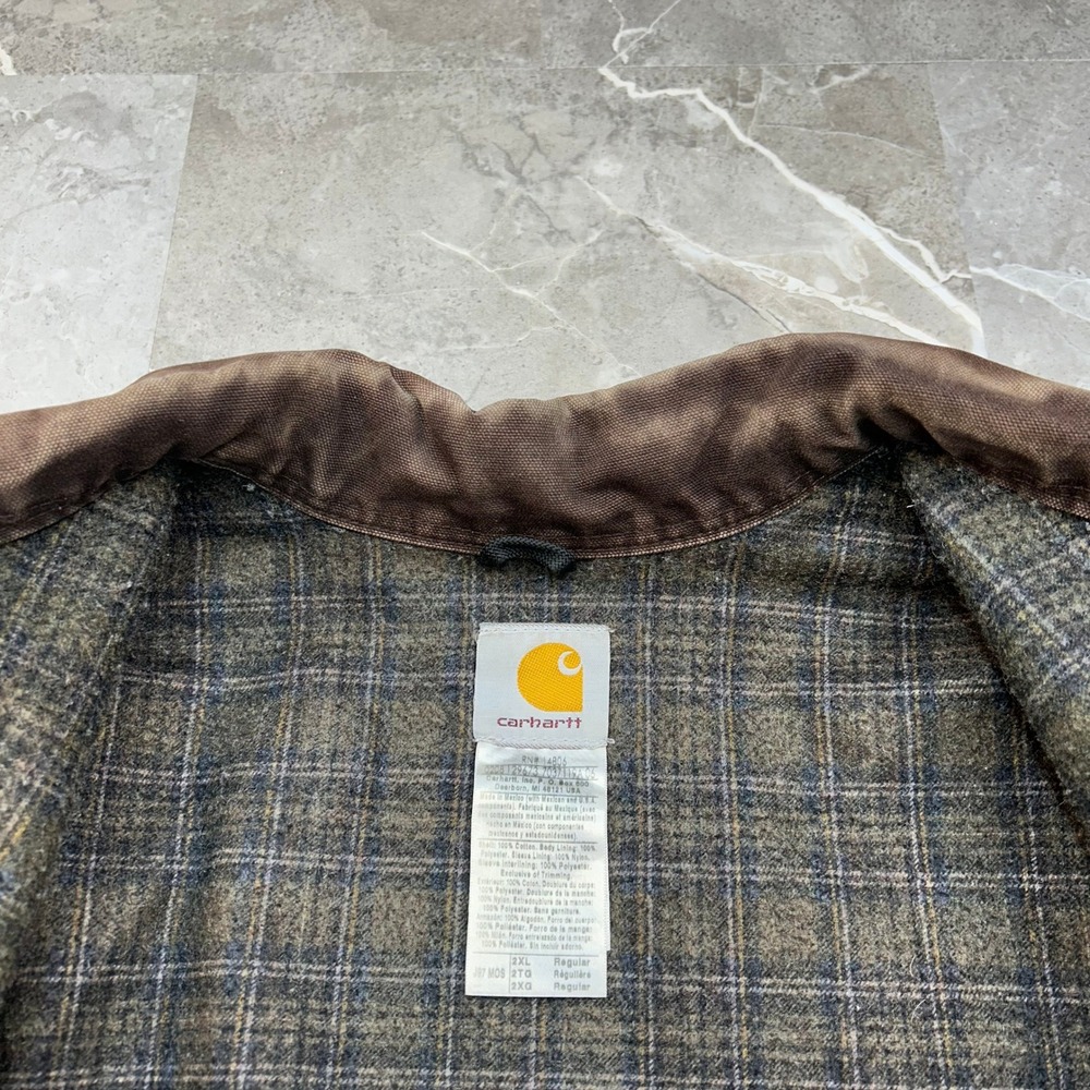 Vintage Carhartt Detroit Jacket Mens 2XL J97 MOS Distressed Blanket Lined Coat - Picture 8 of 10